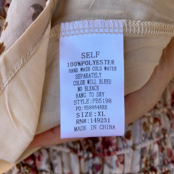 Kori Plus XL Floral smocked waist v neck flutter hem long sleeve mini dress - Picture 13 of 16